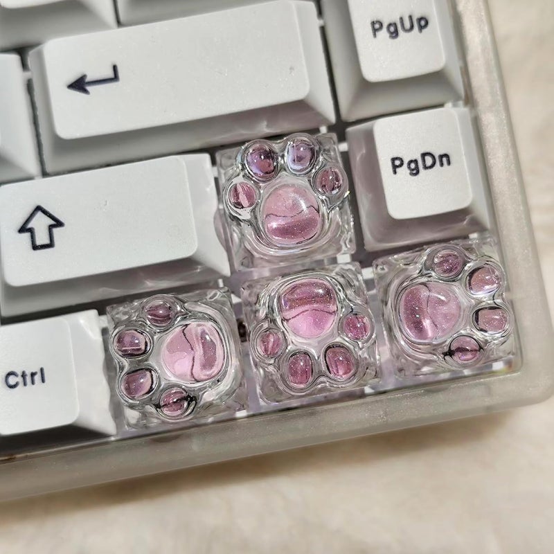 Elacgap Cat Claw Keycap Cute Drip Glue Backlight Keycaps DIY ESC Arrow Key Keycap Replacement for Cherry MX Gaming Mechanical Keyboard (4Keys Pink Transparent) - Image 1
